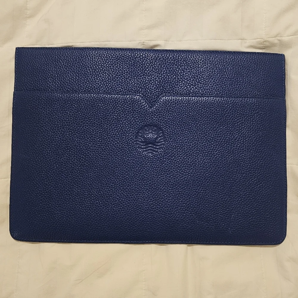 Blue Leather Underarm Portfolio -  13″ Laptop Sleeve by Royce
